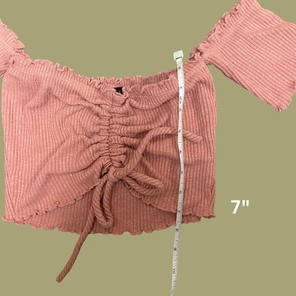 Kanji Pink Off-Shoulder Ruched Crop Top – Size S - Picture 3 of 7